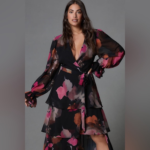 NWT Anthropologie Hutch Long Sleeve V Neck Wrap Maxi Dress - Picture 7 of 10